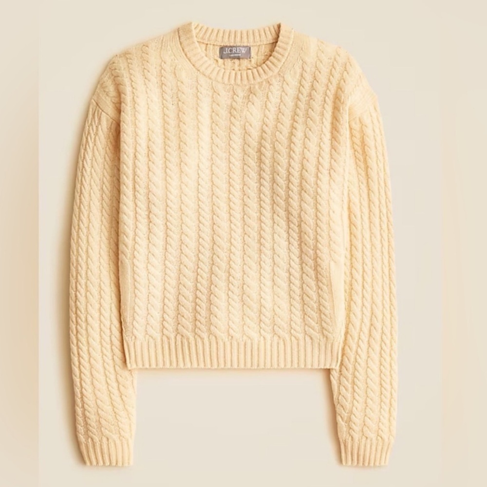 J crew candle yellow Perfect cashmere cable-knit crewneck sweater